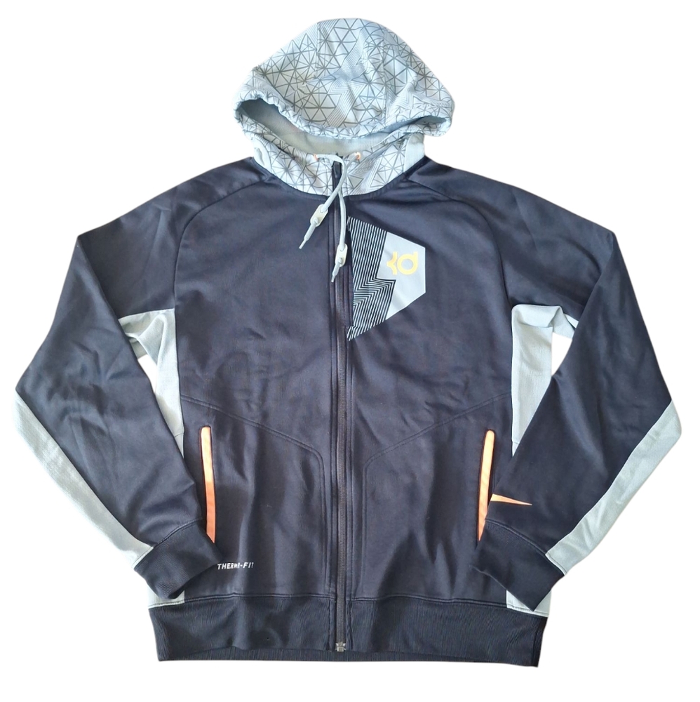 Nike Men's Therma-Fit Full Zip Hooded Black and Gray Jacket M